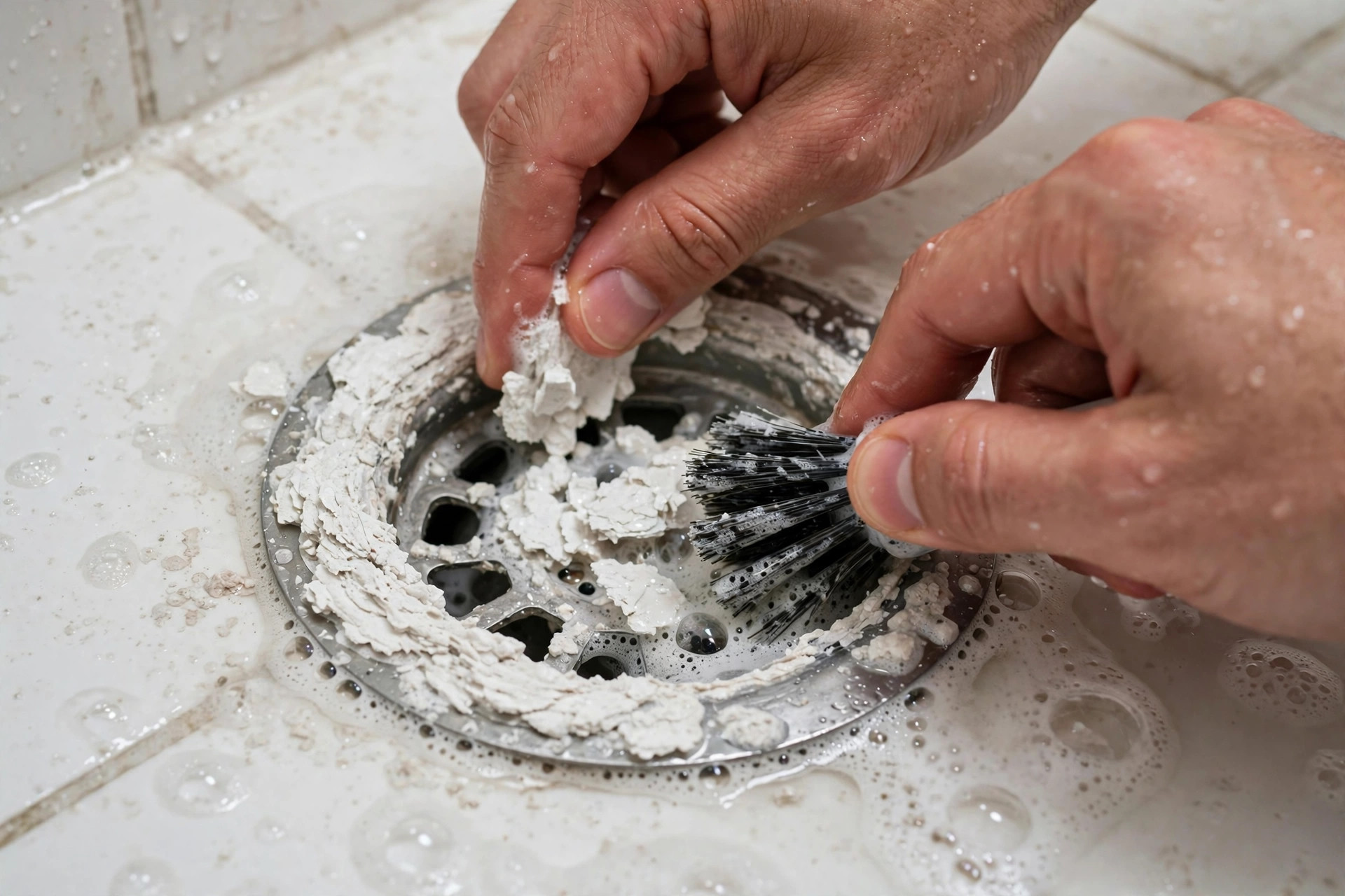 How to Clean Shower Drains in Homes with Hard Water Deposits